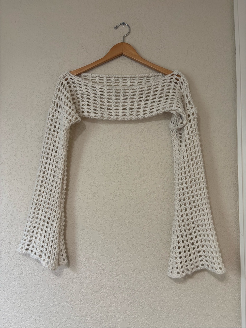 Y2K Romwe Crochet Boat Neck Bell Sleeve Pullover Sweater Bolero Shrug Size S